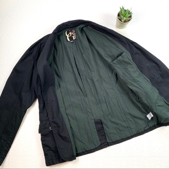 Vintage Guess Jacket Black Cotton Blazer XXL - Picture 4 of 8